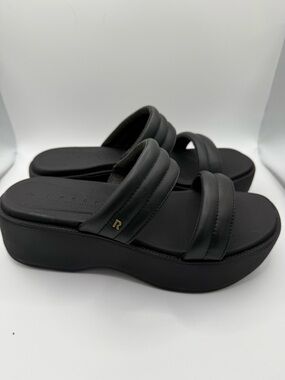 Reef Lofty Lux Hi Black Platform Slide Sandals Women's Size 8 Casual Comfort
